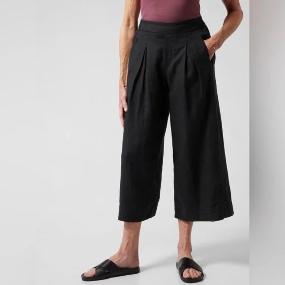 Athleta NWT Women's Playa Linen Wide Leg Crop Pants 10 Tall 10T